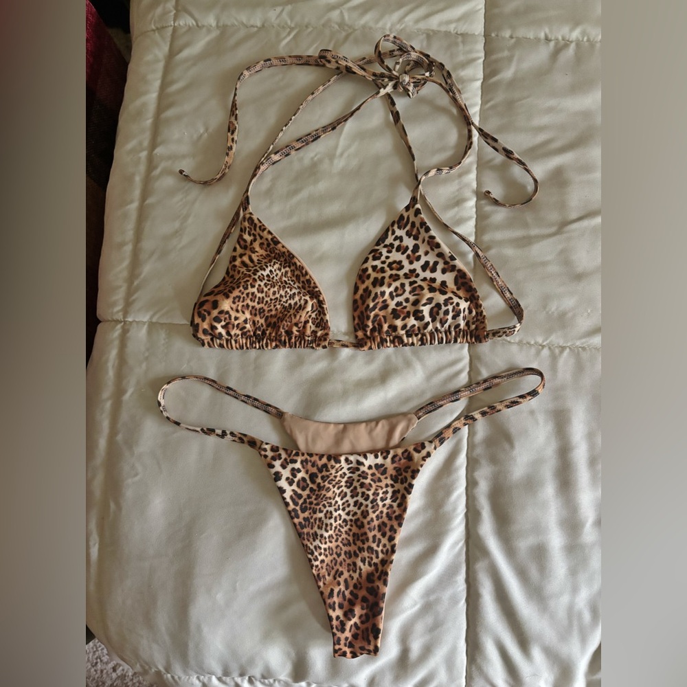 Kristen Lonie Golden Leopard Bikini Set Size Small